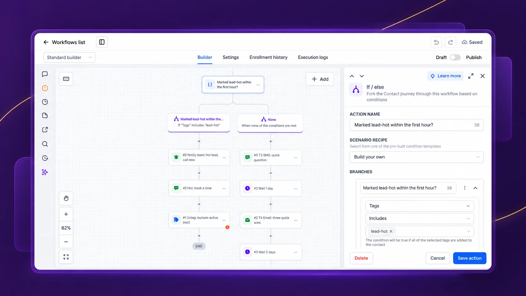 Detailed branching logic inside a workflow