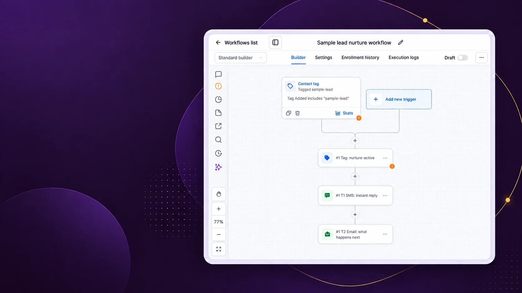 Workflow being built from a plain-language request